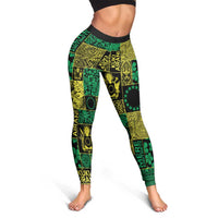 Cook Islands Mere Kiritimiti Leggings Pacific Patchwork Xmas Vibes - Polynesian Pride