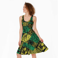Cook Islands Mere Kiritimiti Midi Dress Pacific Patchwork Xmas Vibes - Polynesian Pride