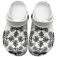 Cook Islands White Marble Tivaevae Clogs Shoes