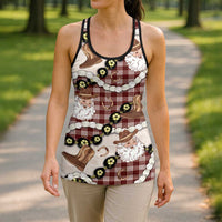 Cowboy Hawaii Mele Kalikimaka Hollow Tank Top Paniolo Kukui Nut Pikake Lei Burgundy Version - Polynesian Pride