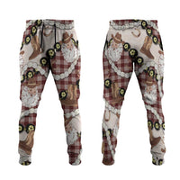 Cowboy Hawaii Mele Kalikimaka Jogger Pants Paniolo Kukui Nut Pikake Lei Burgundy Version - Polynesian Pride