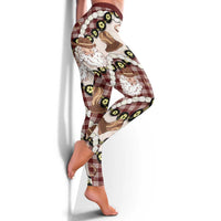 Cowboy Hawaii Mele Kalikimaka Leggings Paniolo Kukui Nut Pikake Lei Burgundy Version - Polynesian Pride