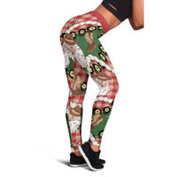 Cowboy Hawaii Mele Kalikimaka Leggings Paniolo Kukui Nut Pikake Lei Red Version - Polynesian Pride