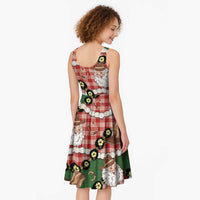 Cowboy Hawaii Mele Kalikimaka Midi Dress Paniolo Kukui Nut Pikake Lei Red Version - Polynesian Pride