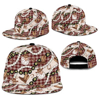 Cowboy Hawaii Mele Kalikimaka Snapback Cap Paniolo Kukui Nut Pikake Lei Burgundy Version - Polynesian Pride
