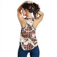 Cowboy Hawaii Mele Kalikimaka Women Racerback Tank Paniolo Kukui Nut Pikake Lei Burgundy Version - Polynesian Pride