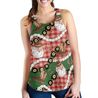 Cowboy Hawaii Mele Kalikimaka Women Racerback Tank Paniolo Kukui Nut Pikake Lei Red Version - Polynesian Pride