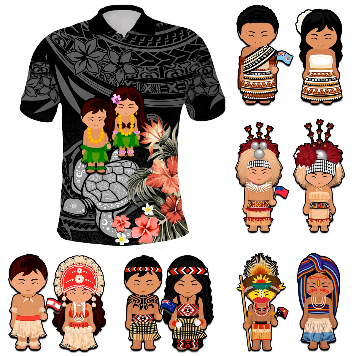 Custom Polynesian Traditional Costume Polo Shirt Tropical Flower CTM09 - Polynesian Pride