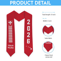 Custom Aloha Hawaii Graduation Stole Kakau Pattern Red Version