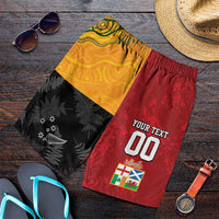 Custom British Lions-AUNZ Shorts for Men Australia-New Zealand Indigenous Motif LT9 Red - Polynesian Pride