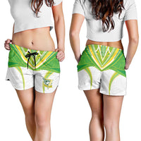 Custom Cook Islands Rugby Shorts for Women Tatau Art Sport Style White Color