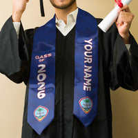Custom Guam Graduation Stole Guaman Seal Blue Floral Design LT05 - Polynesian Pride