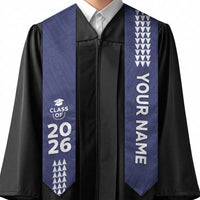 Custom Hawaii Graduation Stole Kakau Pattern Blue Version