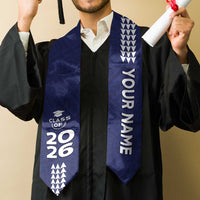 Custom Hawaii Graduation Stole Kakau Pattern Blue Version