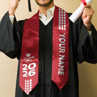 Custom Hawaii Graduation Stole Kakau Pattern Red Version LT05 - Polynesian Pride