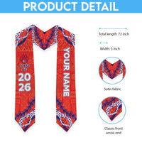 Custom Hawaii Keaau High School Graduation Stole Tapa Pattern With Leis