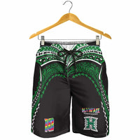 Custom Hawaii Rainbow Warriors Shorts for Men Polynesian Motif Black Color