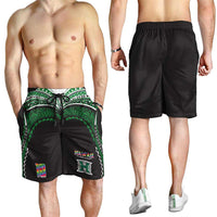 Custom Hawaii Rainbow Warriors Shorts for Men Polynesian Motif Black Color