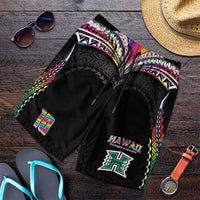 Custom Hawaii Rainbow Warriors Shorts for Men Polynesian Motif Special Edition Rainbow Gradient