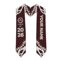 Custom Kau High And Pahala Elementary School Graduation Stole Tapa Pattern With Leis