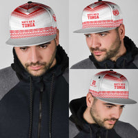 Custom Mate Ma'a Tonga Heritage Snapback Cap Pacific Tribal Rugby White Edition - Polynesian Pride