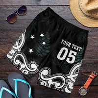 Custom New Zealand Fern Rugby Shorts for Men Maori Pattern LT05 Black - Polynesian Pride