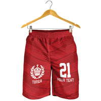 Custom Pacific Rugby Spirit Shorts for Men Tonga Ngatu Pride Red Edition - Polynesian Pride