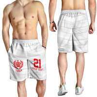 Custom Pacific Rugby Spirit Shorts for Men Tonga Ngatu Pride White Edition - Polynesian Pride