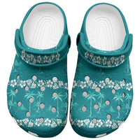Cyan Hawaii Palm Tree Hibiscus Clogs Shoes Fantasy Summer Vibe