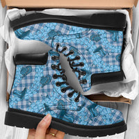 Cyan Palaka Hawaii Cowboy All Season Boots Puakenikeni Lei Paniolo Papale Seamless Vibes - Polynesian Pride