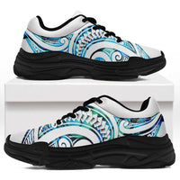 Cyan White New Zealand Puhoro Ta Moko Chunky Sneakers