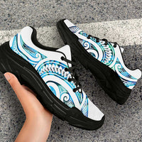 Cyan White New Zealand Puhoro Ta Moko Chunky Sneakers