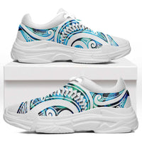 Cyan White New Zealand Puhoro Ta Moko Chunky Sneakers