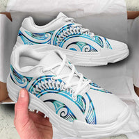 Cyan White New Zealand Puhoro Ta Moko Chunky Sneakers