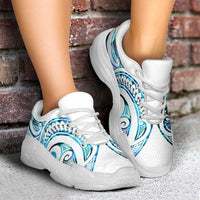 Cyan White New Zealand Puhoro Ta Moko Chunky Sneakers