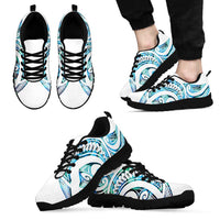 Cyan White New Zealand Puhoro Ta Moko Sneakers LT14 - Polynesian Pride