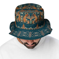Dark Cyan Blue Batik Papua-inspired Pattern Bucket Hat - Polynesian Pride