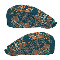 Dark Cyan Blue Batik Papua-inspired Pattern Jeff Hat - Polynesian Pride
