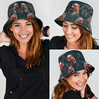 Dark Cyan Blue Bird of Batik Papua Bucket Hat Exotic Natural Wealth of Papua - Polynesian Pride