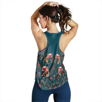 Dark Cyan Blue Bird of Batik Papua Women Racerback Tank Exotic Natural Wealth of Papua - Polynesian Pride