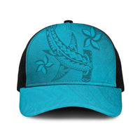 Dark Cyan Gradient Polynesia Baseball Net Cap Hawaiian Tribal Hammerhead Shark Tattoo LT14 One Size Black Dark Cyan - Polynesian Pride