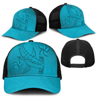 Dark Cyan Gradient Polynesia Baseball Net Cap Hawaiian Tribal Hammerhead Shark Tattoo LT14 - Polynesian Pride