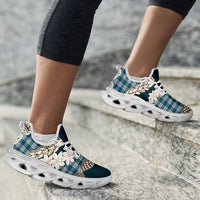 Dark Cyan Hawaii Tiare and Shell Lei Clunky Sneakers Hawaiian Palaka Luxury Vibes - Polynesian Pride