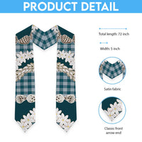 Dark Cyan Hawaii Tiare and Shell Lei Graduation Stole Hawaiian Palaka Luxury Vibes - Polynesian Pride