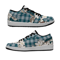 Dark Cyan Hawaii Tiare and Shell Lei Low Sneakers Hawaiian Palaka Luxury Vibes LT14 Dark Cyan - Polynesian Pride