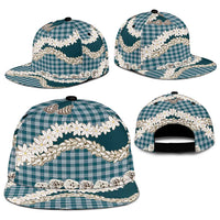 Dark Cyan Hawaii Tiare and Shell Lei Snapback Cap Hawaiian Palaka Luxury Vibes - Polynesian Pride