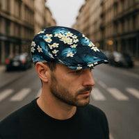Dark Cyan Tropical Hawaii Jeff Hat Seamless Monstera Plumeria Hawaiian Pattern - Polynesian Pride