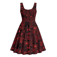 Dark Samoa Manuia Le Kerisimasi Midi Dress Pacific Patchwork Xmas Vibes - Polynesian Pride