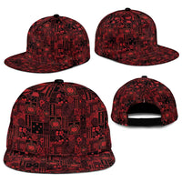 Dark Samoa Manuia Le Kerisimasi Snapback Cap Pacific Patchwork Xmas Vibes - Polynesian Pride