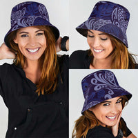 Deep Blue Monstera Bucket Hat Polynesian Tribal Pattern - Polynesian Pride